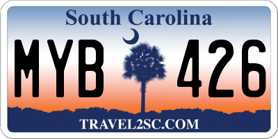 SC license plate MYB426
