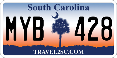 SC license plate MYB428