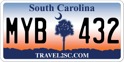 SC license plate MYB432