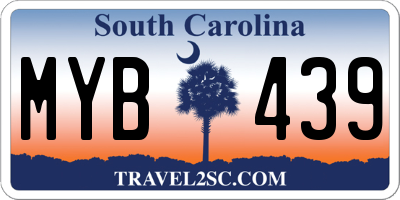 SC license plate MYB439