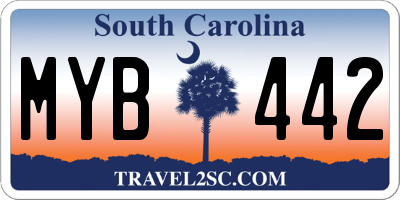 SC license plate MYB442