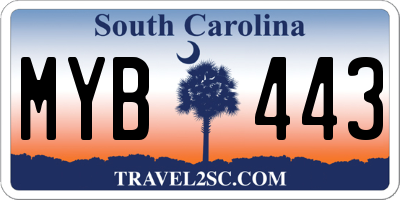 SC license plate MYB443