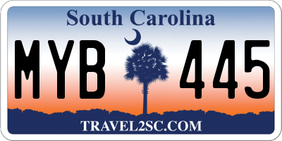 SC license plate MYB445
