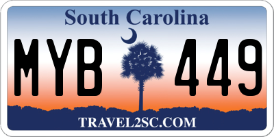 SC license plate MYB449