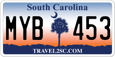 SC license plate MYB453