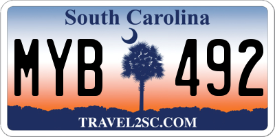 SC license plate MYB492