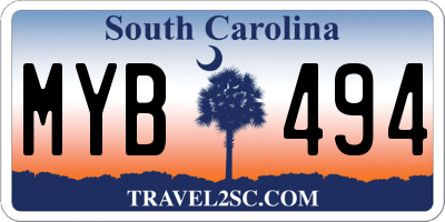 SC license plate MYB494
