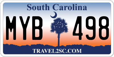 SC license plate MYB498
