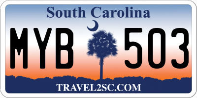 SC license plate MYB503
