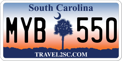 SC license plate MYB550