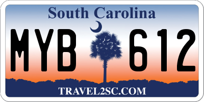 SC license plate MYB612