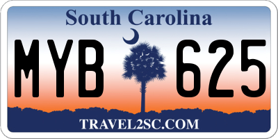 SC license plate MYB625