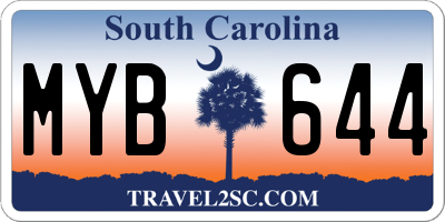 SC license plate MYB644