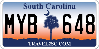 SC license plate MYB648