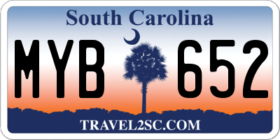 SC license plate MYB652