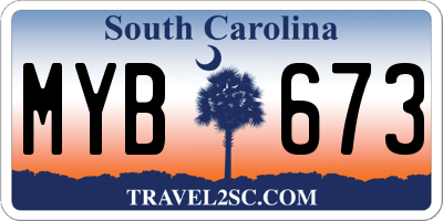 SC license plate MYB673