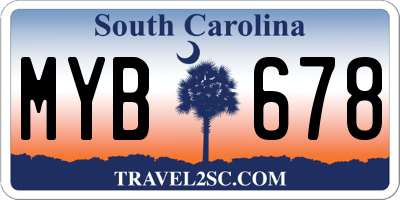 SC license plate MYB678