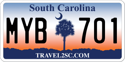 SC license plate MYB701