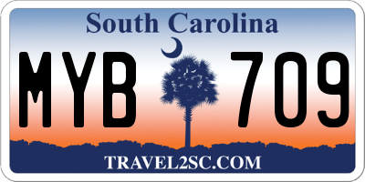 SC license plate MYB709