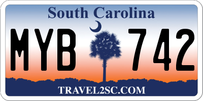 SC license plate MYB742