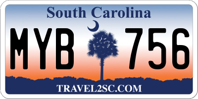 SC license plate MYB756