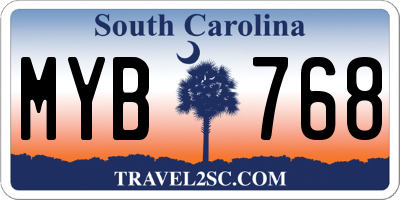 SC license plate MYB768