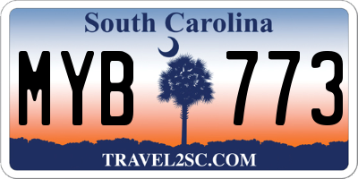 SC license plate MYB773