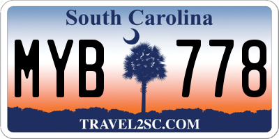 SC license plate MYB778