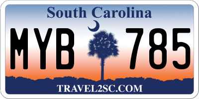 SC license plate MYB785