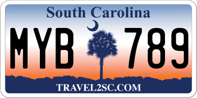 SC license plate MYB789