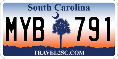 SC license plate MYB791