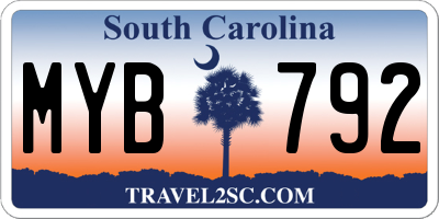 SC license plate MYB792