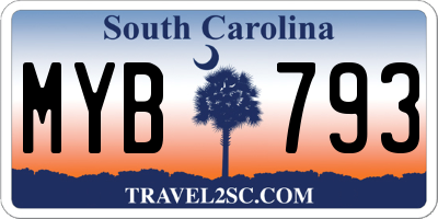 SC license plate MYB793