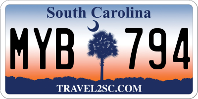SC license plate MYB794