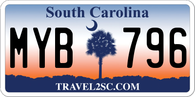 SC license plate MYB796