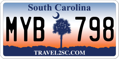 SC license plate MYB798