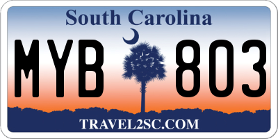 SC license plate MYB803