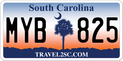 SC license plate MYB825