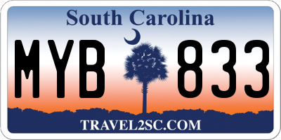 SC license plate MYB833