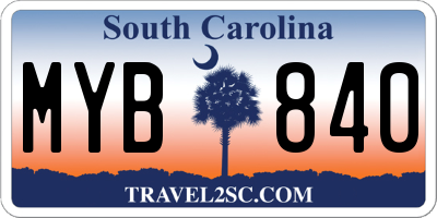 SC license plate MYB840