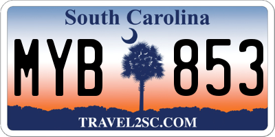 SC license plate MYB853