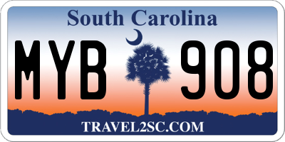 SC license plate MYB908