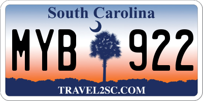 SC license plate MYB922
