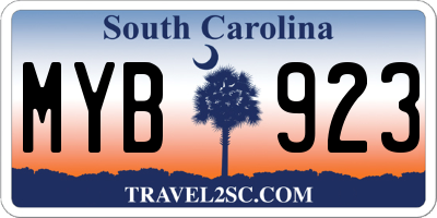 SC license plate MYB923