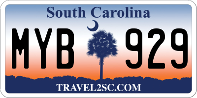 SC license plate MYB929