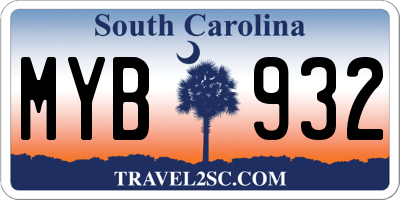 SC license plate MYB932