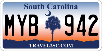 SC license plate MYB942