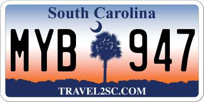 SC license plate MYB947