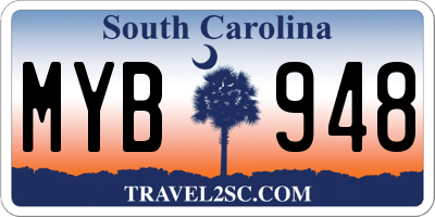 SC license plate MYB948