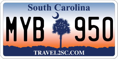 SC license plate MYB950